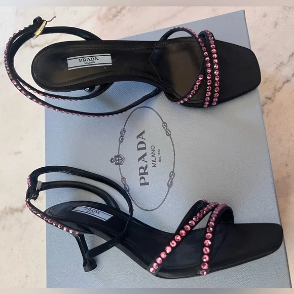 Prada Black and Pink Women's Sandals - Picture 4 of 6